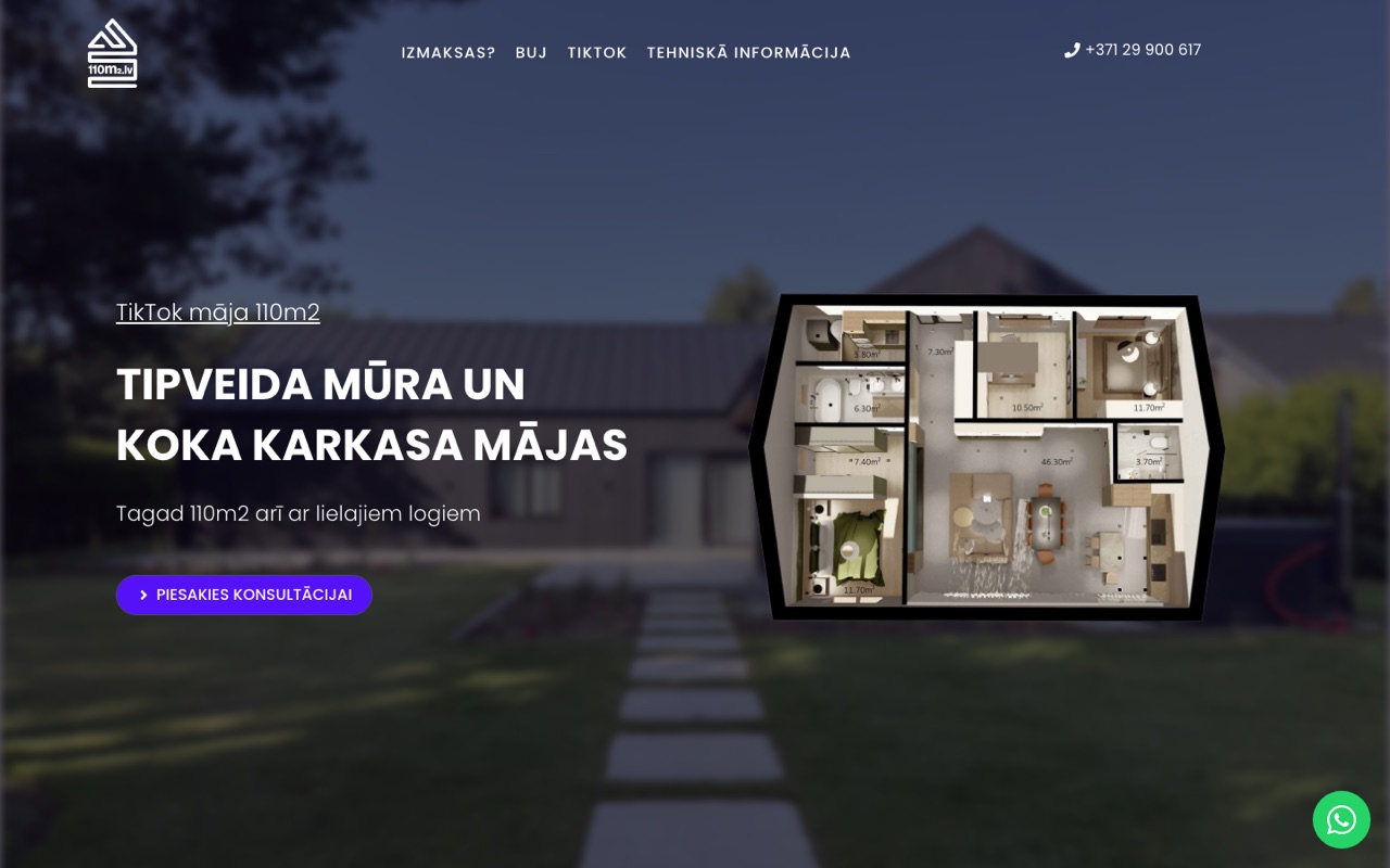 110m2 mājaslapa - ROIS izstrāde