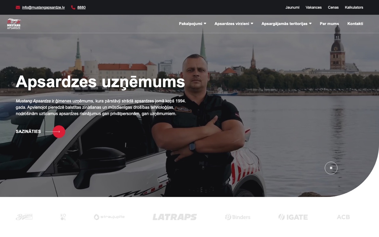 Mustang Apsardze mājaslapa - ROIS izstrāde